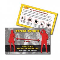 13-1008 Defeat COVID-19 Social Distancing Palm Card