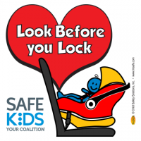2-5102  Safe Kids Look Before You Lock Window Cling - RF Car Seat