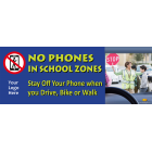 3-6210 No Phones in School Zones 8' x 3' Large Banner