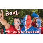 3-7017 Winners Wear Seat Belts Palm Card