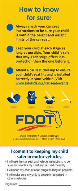 FL2-8020 The Right Car Seat Florida Info-Pledge Card - NHTSA messaging ...